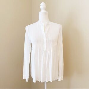 Sundance Pintuck Mystic Falls White Long Sleeve Blouse - XS